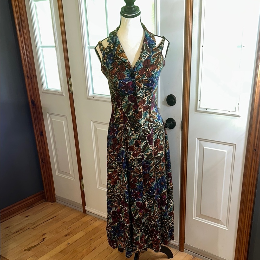Vintage Marnie West Multicolor Floral Maxi Dress